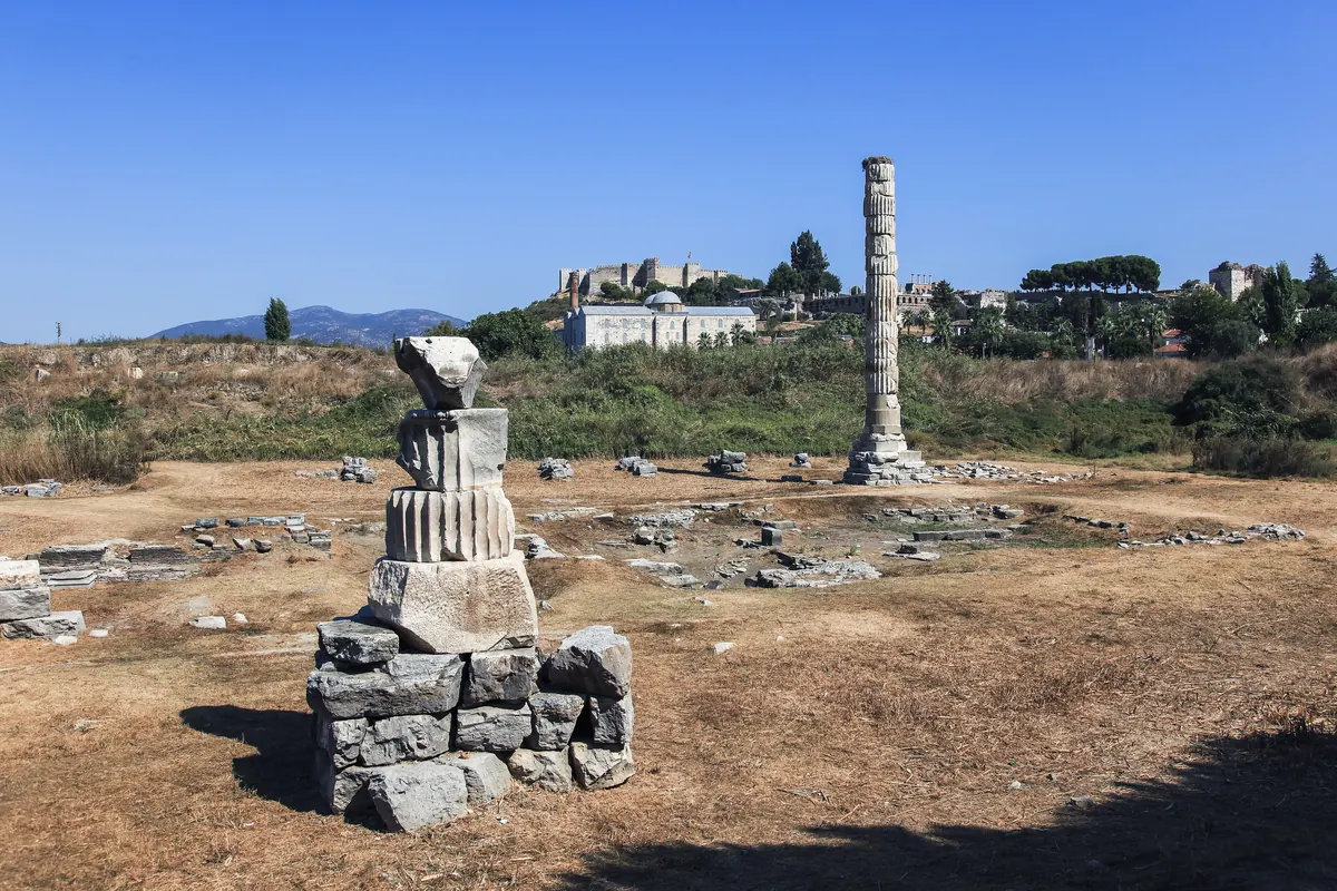 The only standing column of the Temple of Artemis in Selçuk